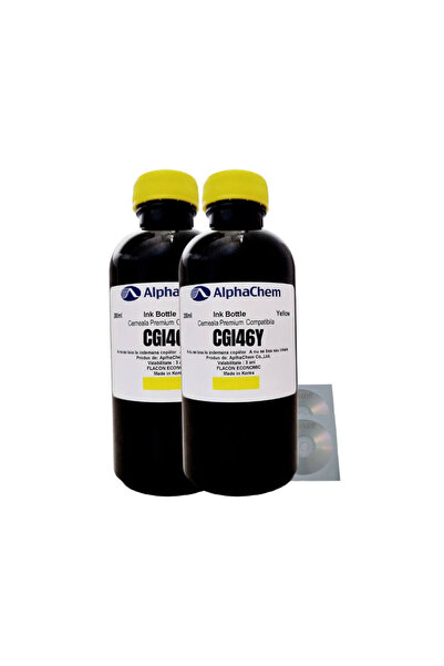 alphachem Set Flacon Cerneala Compatibil Canon 2x200ml GI-46Y Galben, 2buc Cdr Maxell cu plic