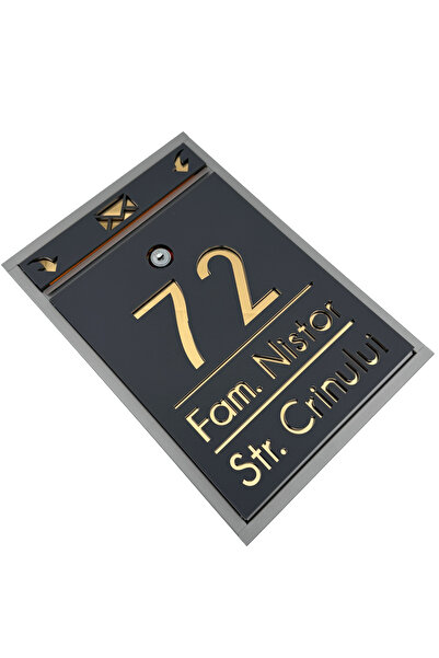 Adresa VIP CUTIE POSTALA PERSONALIZATA - Gri Satinat Auriu Oglinda - 32x22x9cm