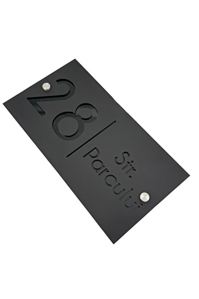 Adresa VIP NUMAR CASA PREMIUM - Negru Satinat Negru Lucios 2 Distantieri Argi...