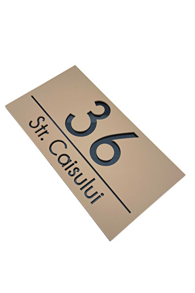 Adresa VIP NUMAR CASA PREMIUM - Crem Satinat Gri Antracit Oglinda - 28x15cm