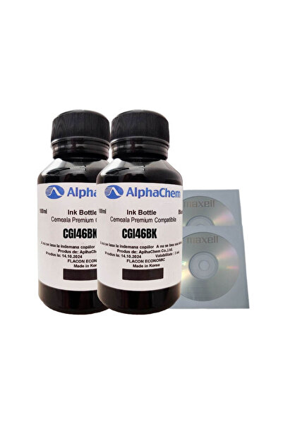 alphachem Set Flacon Cerneala Compatibil Canon 2x100ml GI-46BK Negru, 2buc Cd...