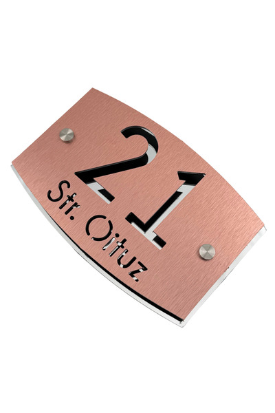 Adresa VIP PREMIUM HOUSE NUMBER - Brushed Aluminum Copper Silver Aluminum Mir...