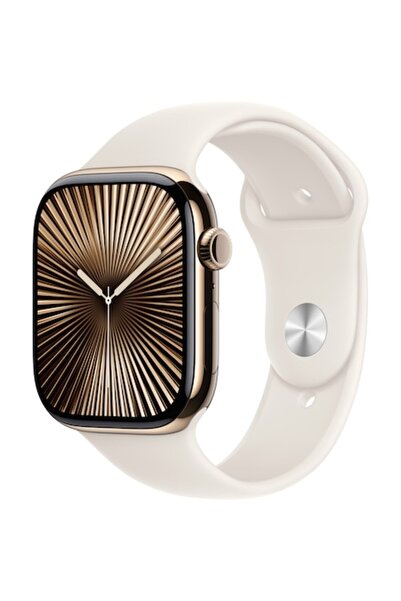 Apple Watch 10, GPS, Cellular, Gold Titanium Case 46mm, Starlight Sport Band - M/L