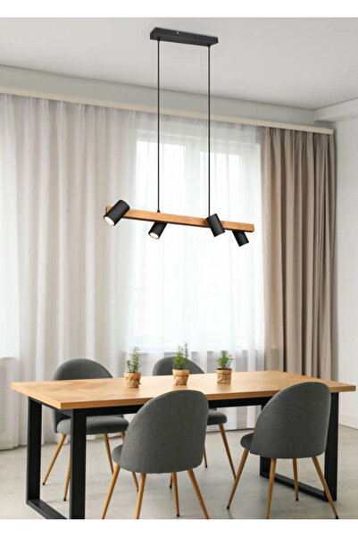 SimaAvize Modern Doğal Ahşap Spot Avize