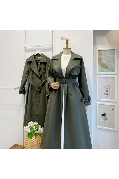 Faya Boutique Χακί πράσινο καμπαρντίνα με λεπτομέρεια με κουμπιά