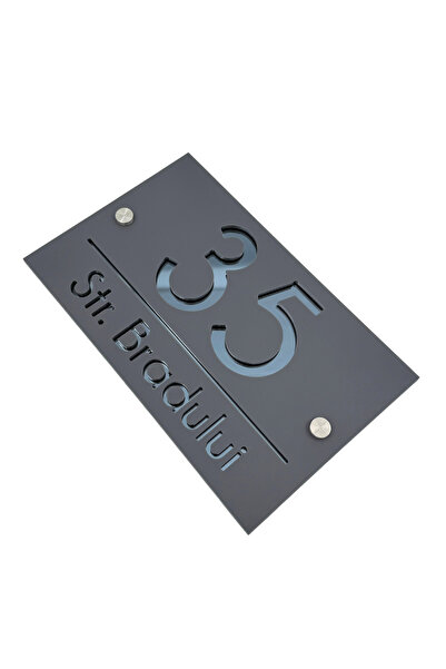 Adresa VIP NUMAR CASA PREMIUM - Gri Satinat Gri Antracit Oglinda 2 Distantier...