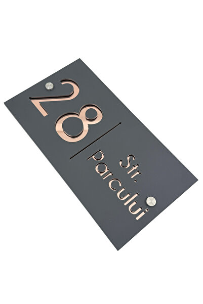 Adresa VIP NUMAR CASA PREMIUM - Gri Satinat Roze Auriu Oglinda 2 Distantieri ...