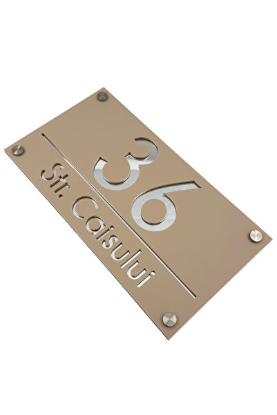 Adresa VIP NUMAR CASA PREMIUM - Crem Satinat Argintiu Oglinda 4 Distantieri A...