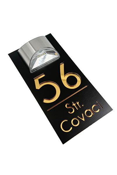 Adresa VIP NUMAR CASA PREMIUM - Aluminiu Periat Negru Auriu Oglinda Lampa Sol...