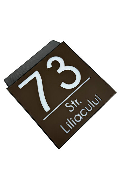 Adresa VIP NUMAR CASA PREMIUM - Maro Satinat Caseta Led Solar - 18x18cm