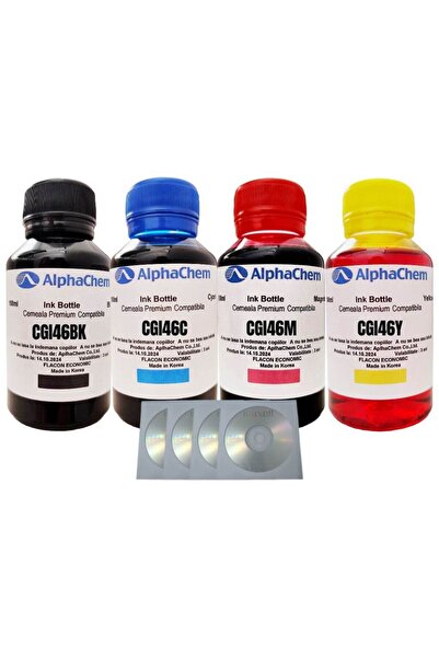 alphachem Set Flacon Cerneala Compatibil Canon 1x100 GI-46BK Negru 1x100 GI-4...