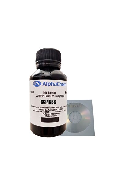 alphachem Flacon Cerneala Compatibil Canon 1x100ml GI-46BK Negru, 1buc Cdr Ma...