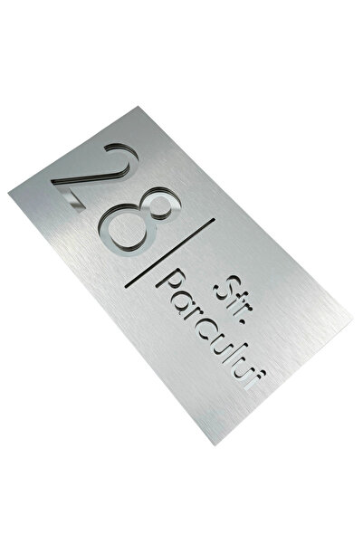 Adresa VIP NUMAR CASA PREMIUM - Aluminiu Periat Argintiu Oglinda - 28x15cm