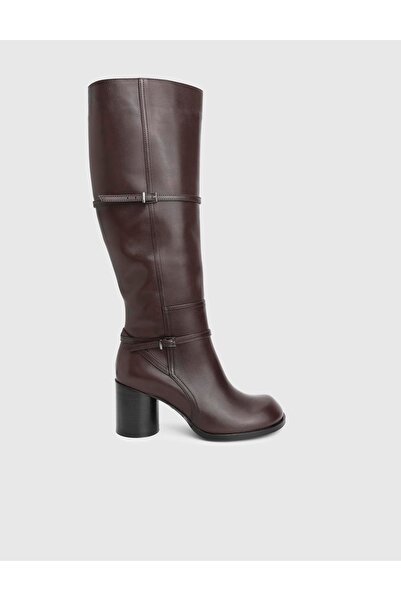 İLVİ Perite Genuine Leather Brown Women's Heeled Boots