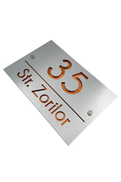 Adresa VIP NUMAR CASA PREMIUM - Aluminiu Periat Cupru Oglinda 2 Distantieri A...