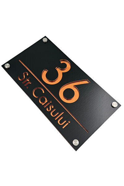 Adresa VIP PREMIUM HOUSE NUMBER - Brushed Aluminum Black Copper Mirror 4 Silv...