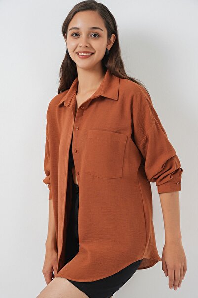 Hiccup Bdart Oversized Long Sleeve Button down Shirt with Pockets
