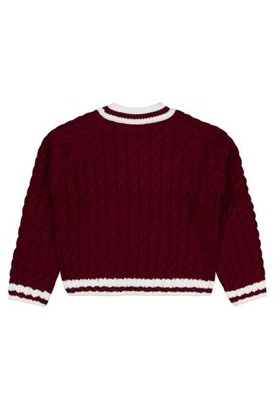 Civil Girls سترة مخططة بياقة للأعمار 10-13 سنة - لون بورجوندي للأعمار 13-14 سنة