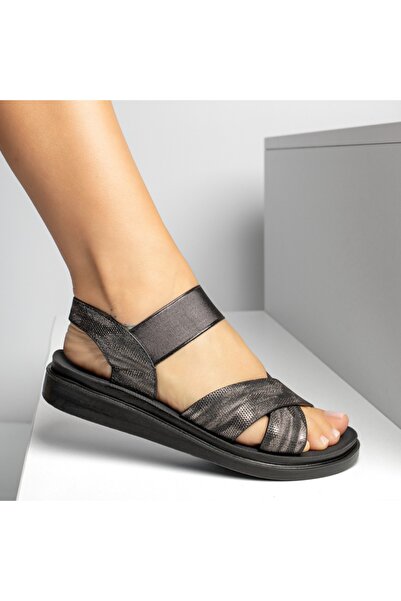 Modlet.ro Sandale plate negre pentru femei cu barete elastice MOD13868