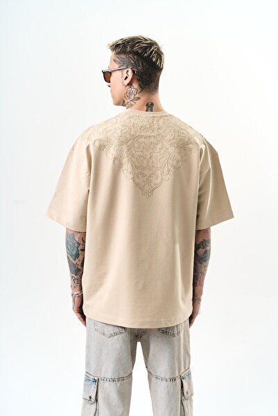 Respire Ανδρικό μπλουζάκι με κέντημα Goodly Oversize Μπεζ