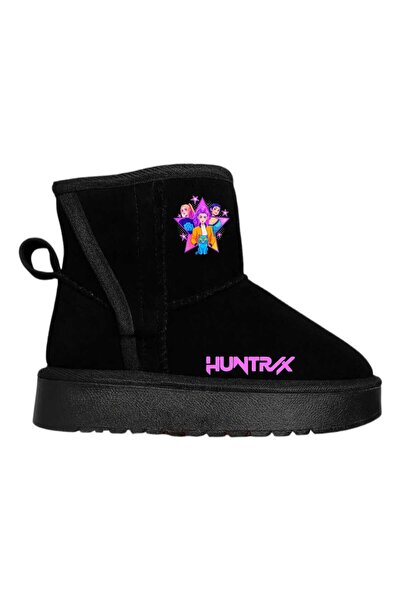 LİASSHOES k pop demon huntrex εμπριμέ μαύρες μπότες με γούνα εσωτερικά για παιδιά, εφήβους και ενήλικες