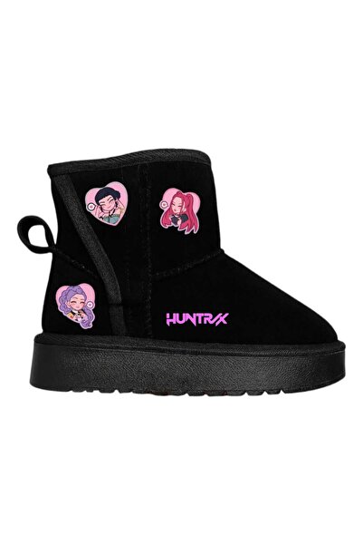 LİASSHOES k pop demon huntrex kalp kalp baskılı siyah içi tüylü çocuk genç yetişkin bot