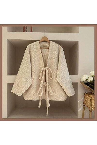 Faya Boutique Krem bağcıklı sandel ceket