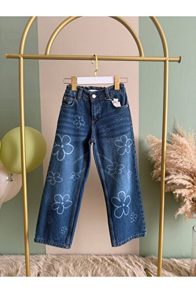 ervaa kids papatya desenli kız çoçuk kot pantolon