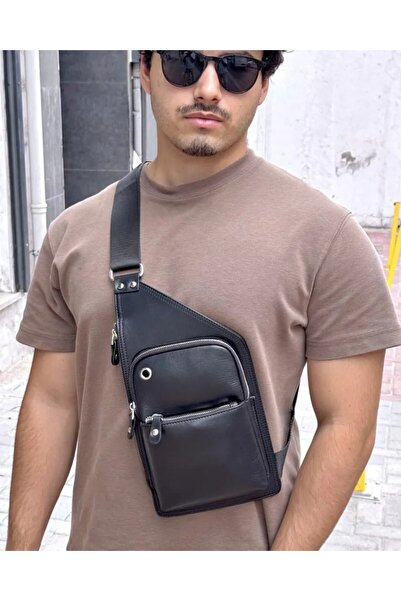 Fil Deri Genuine Leather - Zippered - Hanger - Cable Compartment - Shoulder Bag 2099