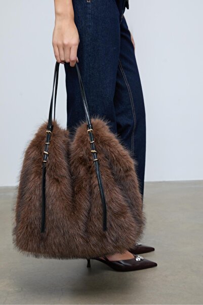 Stradivarius Suni Kürk Tote Çanta