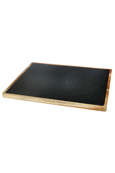 Raki Platou ardezie servire dreptunghiular 36x26cm cu suport lemn 40x30x1,5cm