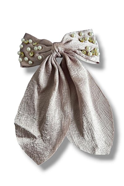 TAKIŞTIR Lilac Color Ribbon Figured Pearl and Stone Detailed Automatic Buckle