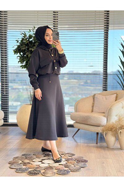 ALANURMODA Snap Fastener Skirt Set