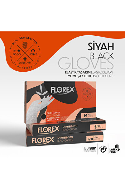 Reflex FLOREX SİYAH ELDİVEN L-XL BEDEN 100' LÜ