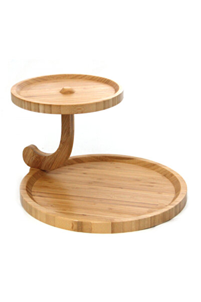 Raki Platou pentru servire etajera din bambus cu 2 etaje 19x29cm