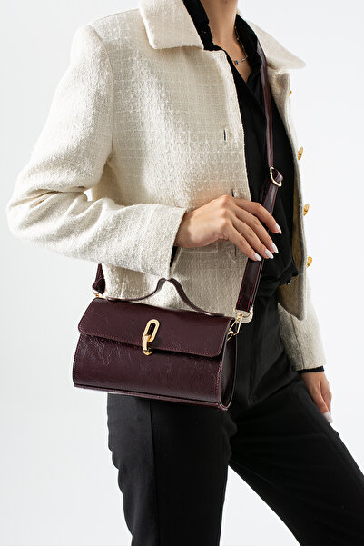 cocy-col Yuka Model Locked Burgundy Women's Hand and Shoulder Bag