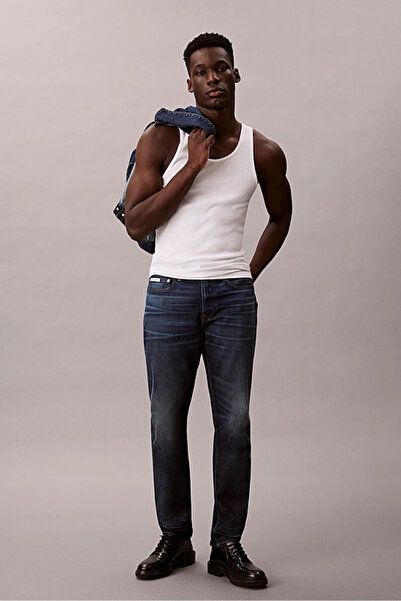 Calvin Klein Erkek Slim Tapered Fit Termal Kumaşlı Jean Pantolon - Koyu Mavi