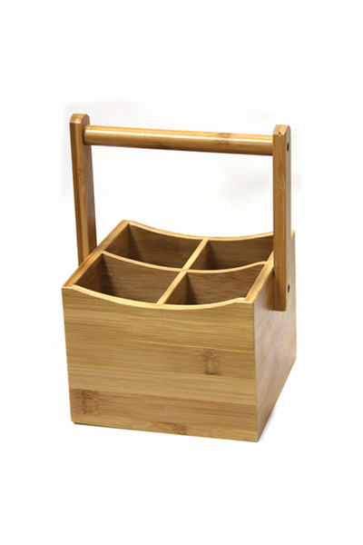 Raki Suport bambus cu 4 compartimente tacamuri si sticle oliviere 15x15xh23cm