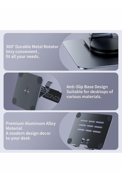 Generic حامل للآيباد قابل للتعديل بزاوية 360 درجة حامل كمبيوتر لوحي قابل للطي لحامل سطح المكتب للآيباد