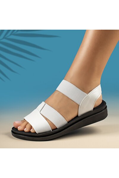 Modlet.ro Sandale albe pentru femei cu barete elastice MOD13866