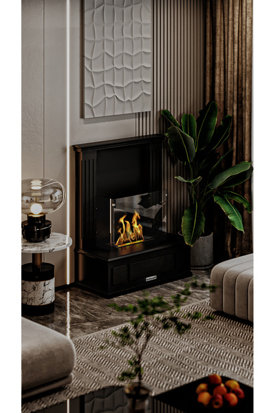 lavkorart GLARA BACASIZ ŞÖMİNE SİYAH