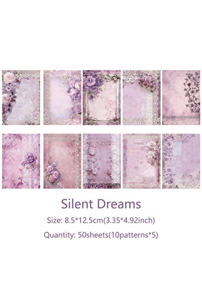 Choice Silent Dreams 50 Sheets Vintage Flower Non-sticky Scrapbook Paper DIY ...