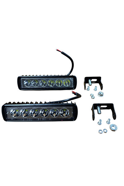 Carub Off-Road Lamba Sis Lambası 6 Led 18W 10-30V 15.5x4 Cm Beyaz 2 Adet Fiya...