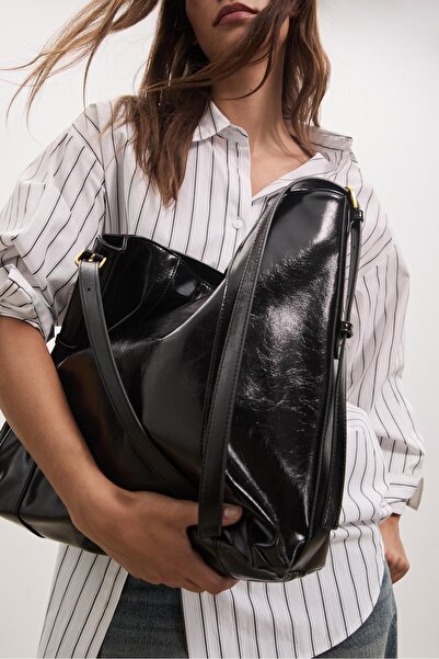 Stradivarius Suni deri bucket çanta