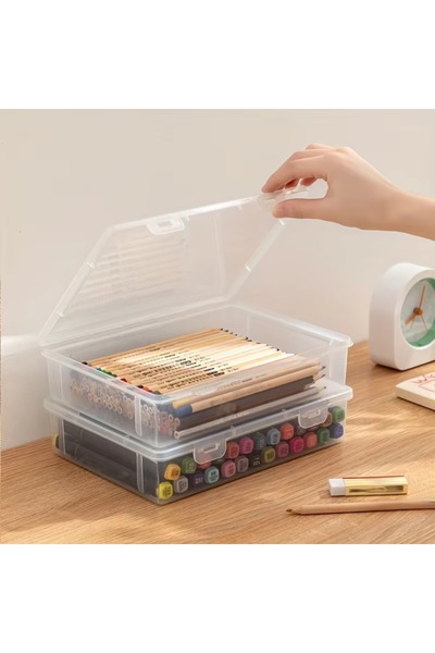 Choice حافظة أقلام رصاص كبيرة سعة كبيرة من 3 قطع، دفتر ملاحظات بلاستيكي شفاف،...