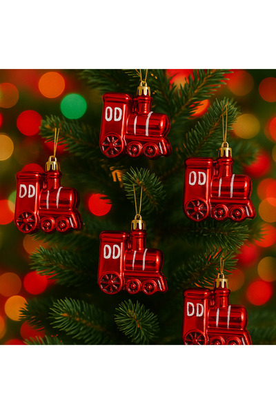 Derin Düşler Christmas Pine Tree Ornament Red Train 5-Pack
