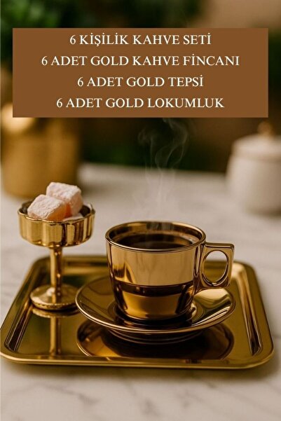 isra kristal 6-Person Luxury Gold Coffee Presentation Set – Stylish Cup Set, ...