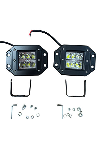 Carub Off-Road Lamba Çalışma Lambası Projektör 6 Led 18W 10-30V Beyaz Gömme 2...