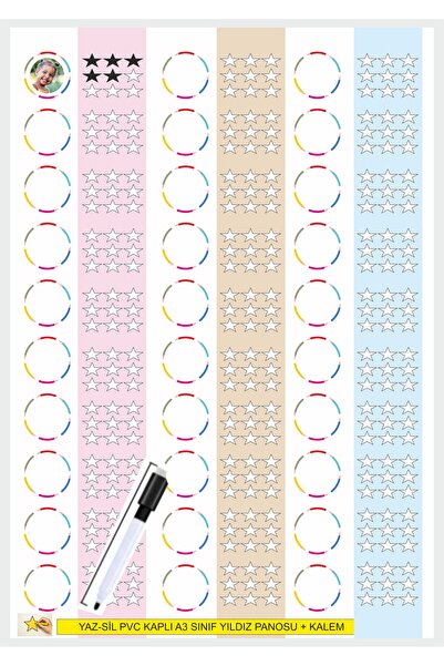 Hsn Sınıf Panosu Öğrenci Yıldız Panosu Pvc Kaplı Silinebilir A3 ebat