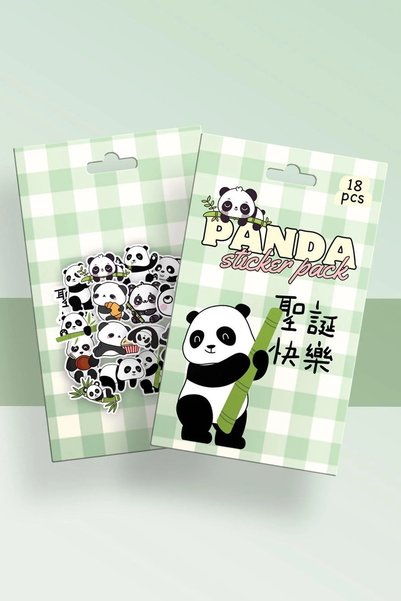 synshop Panda 18 Pieces Boxed Sticker Label Decal